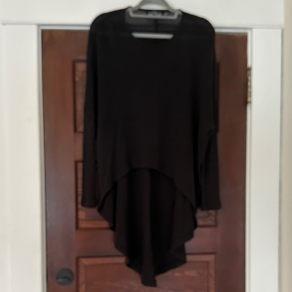 Asymmetrical Black High-Low Tunic Sheer Knit top  size M